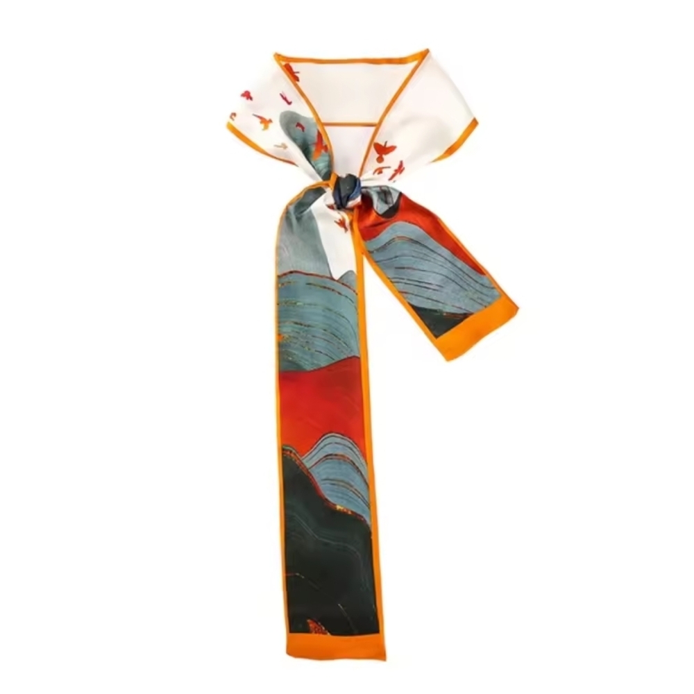 Elegant Multicolor 100%  Silk Scarf Twilly